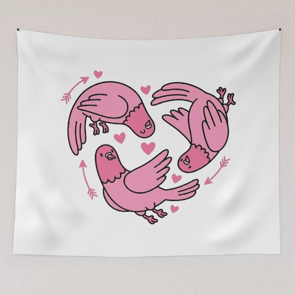 Item preview, Cute Pink Pigeons Flying Heart Circle Cupid Arrows Art designed and sold by zzz888.