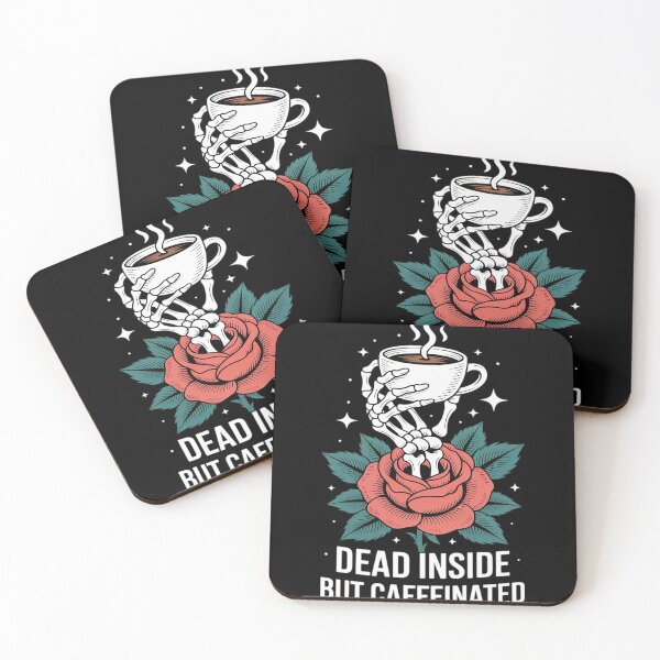 Item preview, Dead Inside But Caffeinated  Funny Skeleton with Coffee designed and sold by Rackaam.