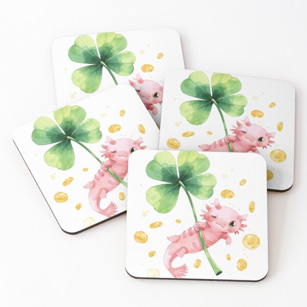 Item preview, Cute Axolotl Holding Shamrock St Patricks Day Watercolor designed and sold by AQUILAKREO.