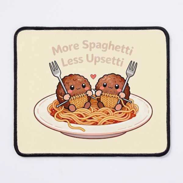 Item preview, More Spaghetti Less Upsetti | Cute Knitting Meatballs Kawaii Art designed and sold by HeavenStyleArt.