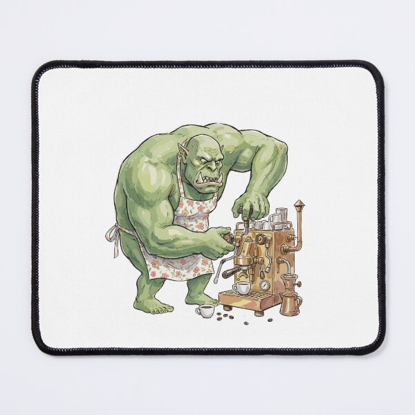 Item preview, Funny DnD RPG Monster: Grumpy Orc Barista designed and sold by bapupa.