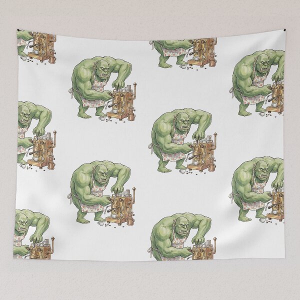 Item preview, Funny DnD RPG Monster: Grumpy Orc Barista designed and sold by bapupa.