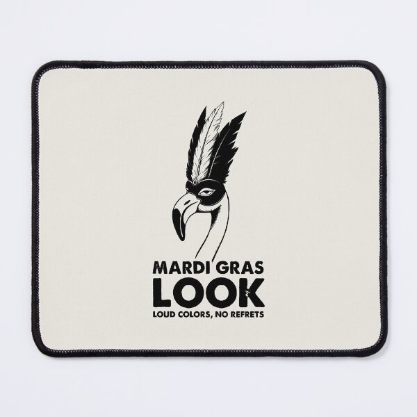 Item preview, Mardi Gras Look Loud Colors No Regrets Funny Flamingo Mask Art designed and sold by SplashTastic.