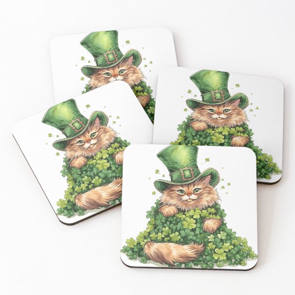 Item preview, Funny St Patricks Day Ginger Cat in Shamrock Pile designed and sold by AQUILAKREO.