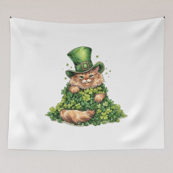 Item preview, Funny St Patricks Day Ginger Cat in Shamrock Pile designed and sold by AQUILAKREO.