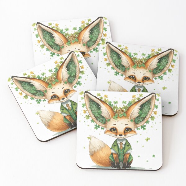 Item preview, Dapper St Patricks Day Fennec Fox in Green Suit Watercolor designed and sold by AQUILAKREO.