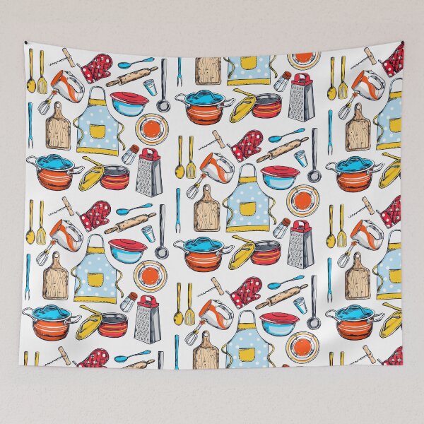 Item preview, Kitchen Essentials Pattern – Cozy Cooking Aesthetic Kitchen Chef Apron for Men Cooking Gardening Server Waitress Maison d' Hermine 100% Cotton Apron for women  designed and sold by Bee4Boy.