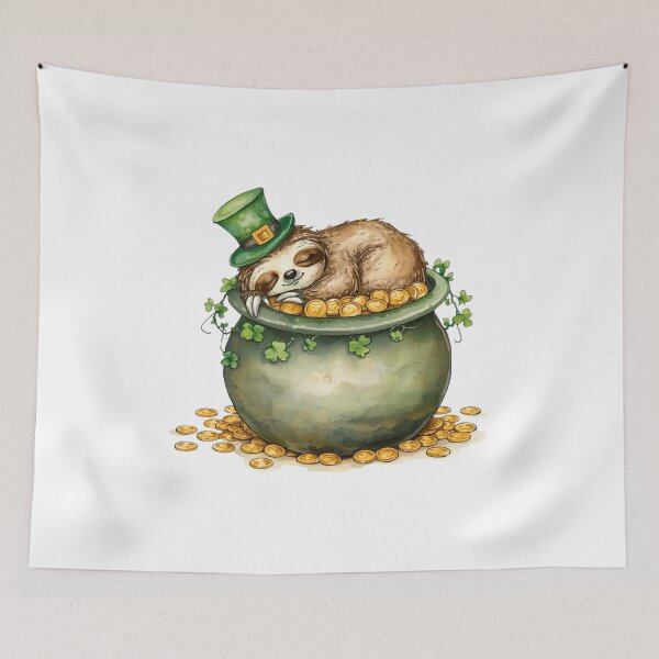 Item preview, Cute Sleeping Sloth in Pot of Gold St Patricks Day Watercolor designed and sold by AQUILAKREO.