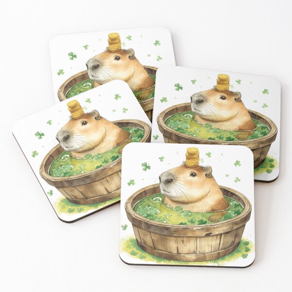 Item preview, Funny St Patricks Day Capybara Spa in Shamrock Tub designed and sold by AQUILAKREO.