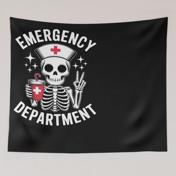 Item preview, Emergency Department Halloween Spooky Season Nurse Skeleton designed and sold by BlueCreator-inc.