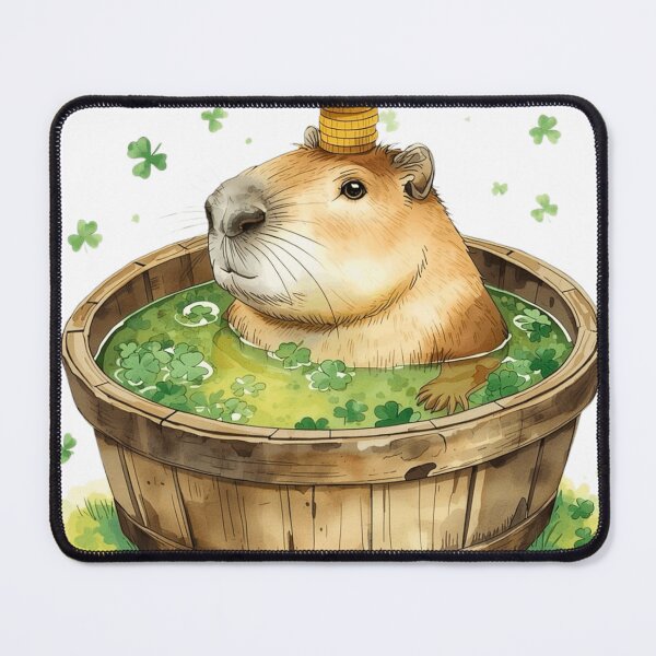 Item preview, Funny St Patricks Day Capybara Spa in Shamrock Tub designed and sold by AQUILAKREO.
