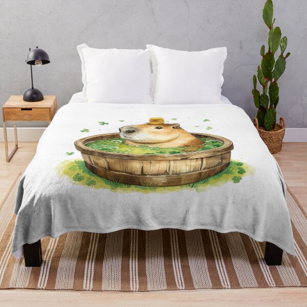 Item preview, Funny St Patricks Day Capybara Spa in Shamrock Tub designed and sold by AQUILAKREO.