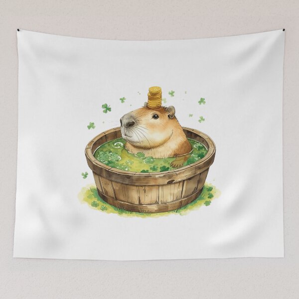 Artikelvorschau, Lustiges St. Patricks Day Capybara Spa in Shamrock Tub entworfen und verkauft von AQUILAKREO.