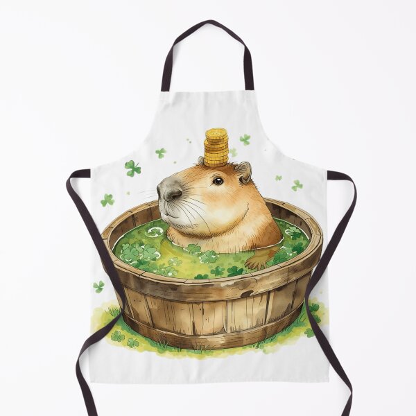 Item preview, Funny St Patricks Day Capybara Spa in Shamrock Tub designed and sold by AQUILAKREO.