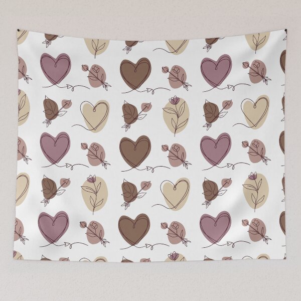 Item preview, Minimalist One Line Heart and Flower Seamless Pattern Illustration designed and sold by DiNata.