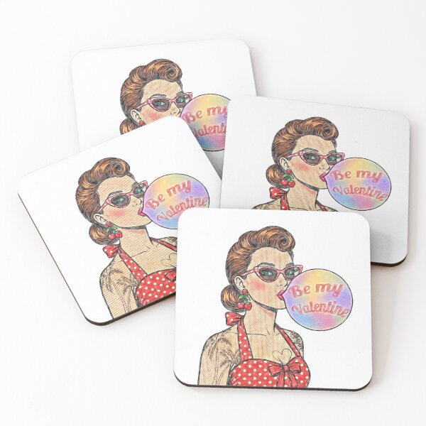 Item preview, Retro Pop Art Valentine – Sassy Pinup Girl with Bubblegum designed and sold by Hen-C-Art.