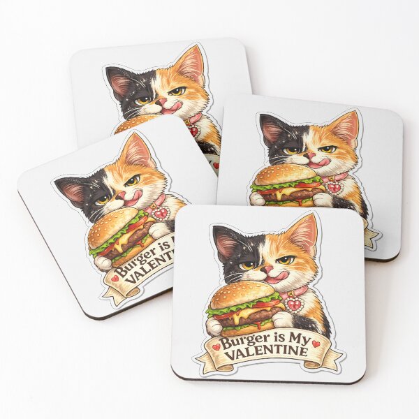Item preview, Funny Calico Cat: Burger-Loving with Valentine designed and sold by Cat-loveparttime.