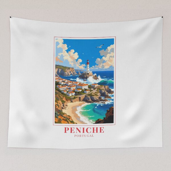 Item preview, Peniche Portugal Coastal Town Landscape Travel Art designed and sold by MapMyMiles.
