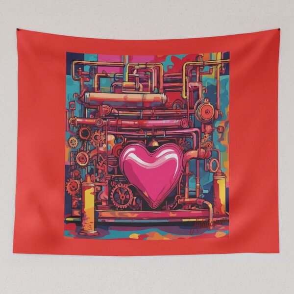 Item preview, "Mechanical Love: Vibrant Heart in Gears" designed and sold by Artisticanvas.