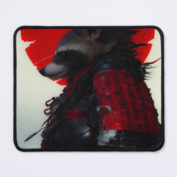 Item preview, The Shadow Raccoon - Crimson Eclipse - Graphic Samurai Art designed and sold by Nostosalgos.