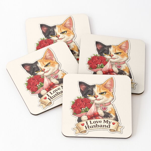 Item preview, Grumpy Calico Cat: Valentine Roses for My Husband  designed and sold by Cat-loveparttime.