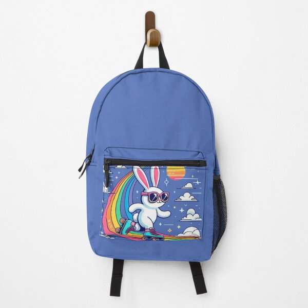 Item preview, Roller Bunny Rainbow Ride – Retro Skater Vibes designed and sold by Dogandesighn.