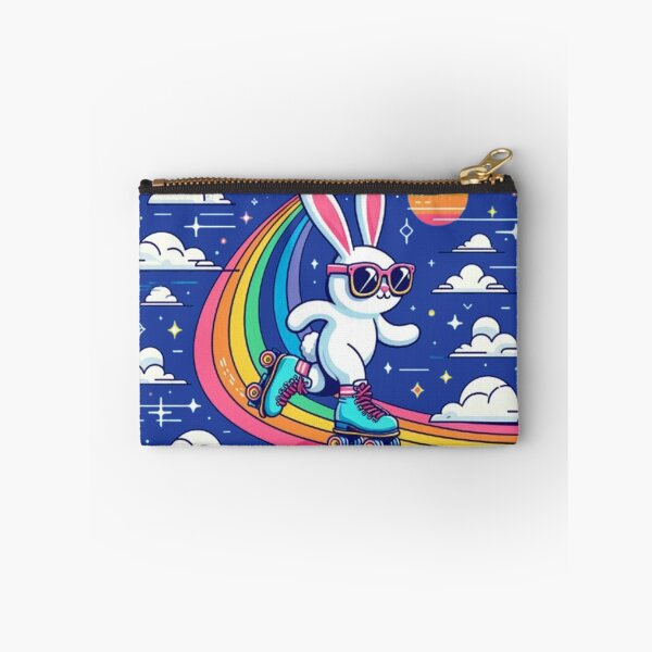 Item preview, Roller Bunny Rainbow Ride – Retro Skater Vibes designed and sold by Dogandesighn.