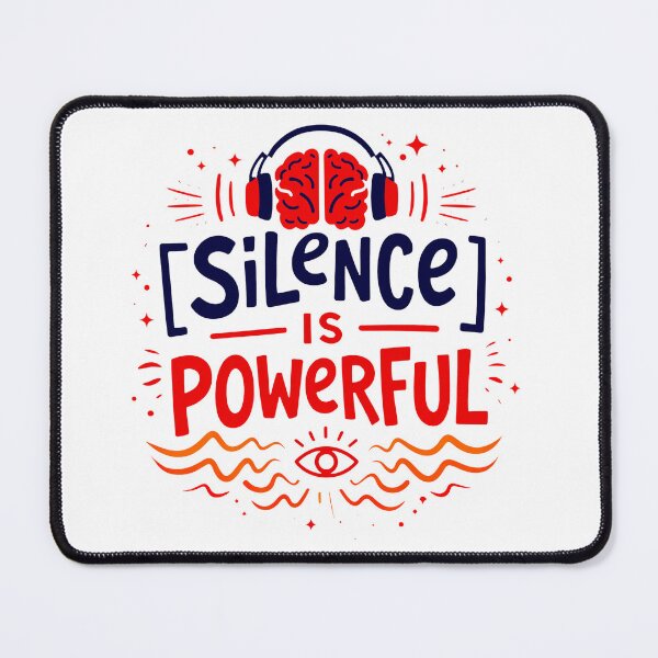 Item preview, Silence Is Powerful Typography Shirt – Mindfulness Quote with Brain Headphones Graphic designed and sold by InkSpireSport.
