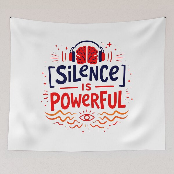 Item preview, Silence Is Powerful Typography Shirt – Mindfulness Quote with Brain Headphones Graphic designed and sold by tee.crush.