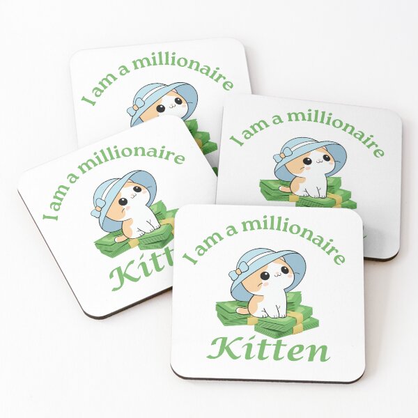 Item preview, I Am a Millionaire Kitten - Cute Cat in Hat Sitting on Money Stack designed and sold by Love3Happy.