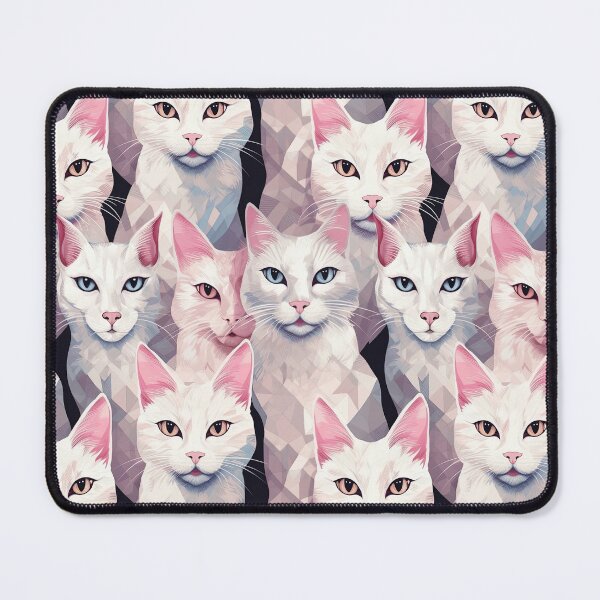 Item preview, A pattern of white-pink cats that look at you. designed and sold by Andrew Shishkin.