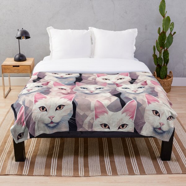 Item preview, A pattern of white-pink cats that look at you. designed and sold by Andrew Shishkin.