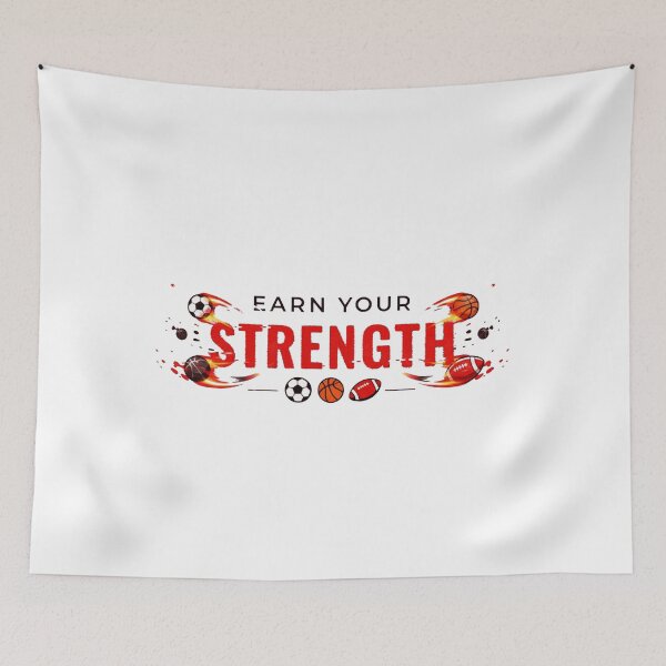 Item preview, Earn Your Strength Motivational Sports Quote Minimal Typography designed and sold by tee.crush.