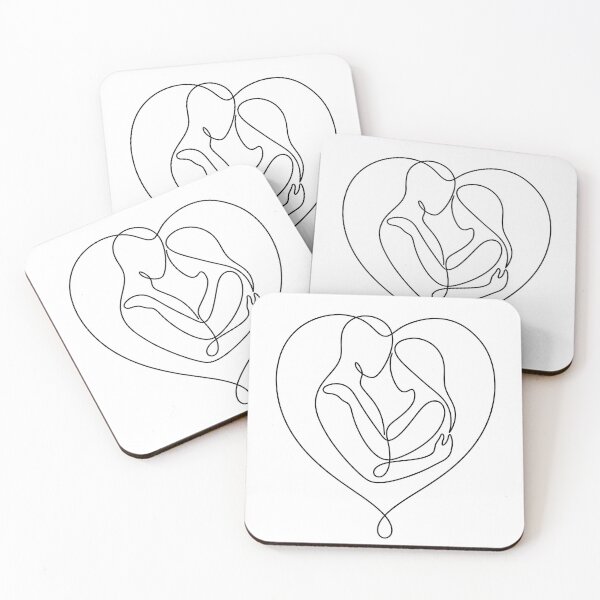 Item preview, Minimalist Valentine Heart Line Art Couple Illustration designed and sold by Glitchart66.
