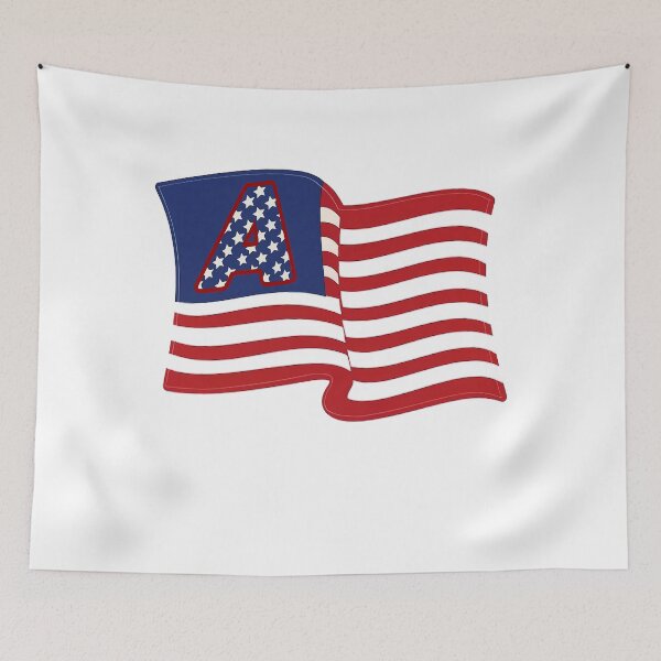 Item preview, The American flag commemorates its 250th anniversary, symbolizes patriotism, and the letter A represents a lucky beginning. designed and sold by RowenaKihn.