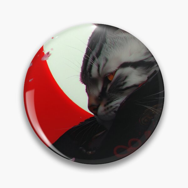 Item preview, The Silver Ronin - Crimson Eclipse - Graphic Samurai Cat designed and sold by Nostosalgos.