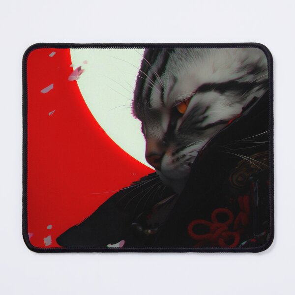 Item preview, The Silver Ronin - Crimson Eclipse - Graphic Samurai Cat designed and sold by Nostosalgos.