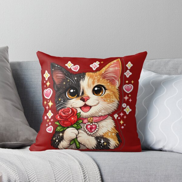 Item preview, Cute Calico with Valentine rose  designed and sold by Cat-loveparttime.