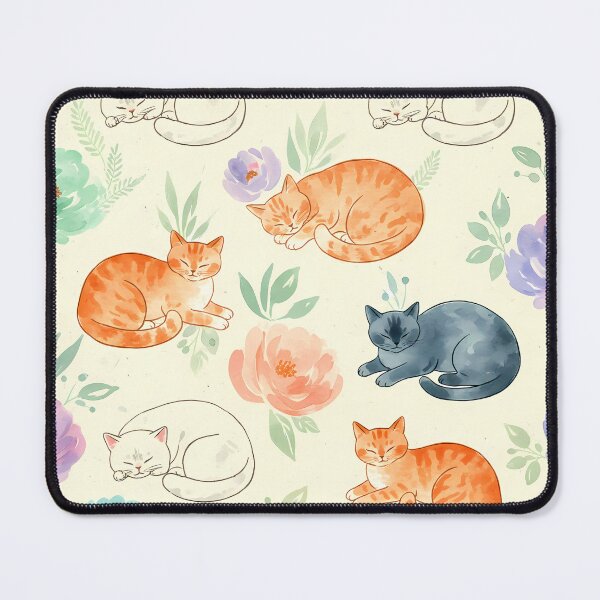 Item preview, Whiskered Whimsy – Sleeping Cats in Bloom designed and sold by meesub.