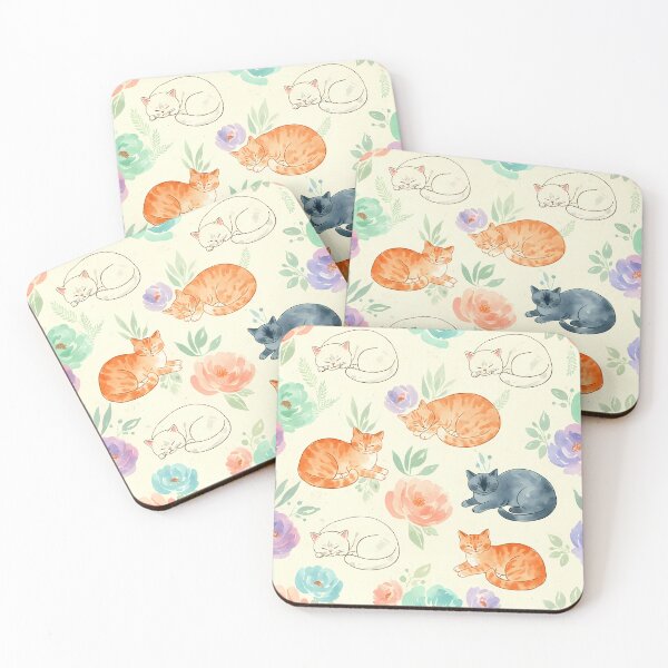 Item preview, Whiskered Whimsy – Sleeping Cats in Bloom designed and sold by meesub.