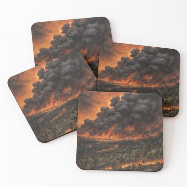 Item preview, Napalm Inferno Over Tropical Jungle – Dramatic War Oil Painting designed and sold by Visualynx.
