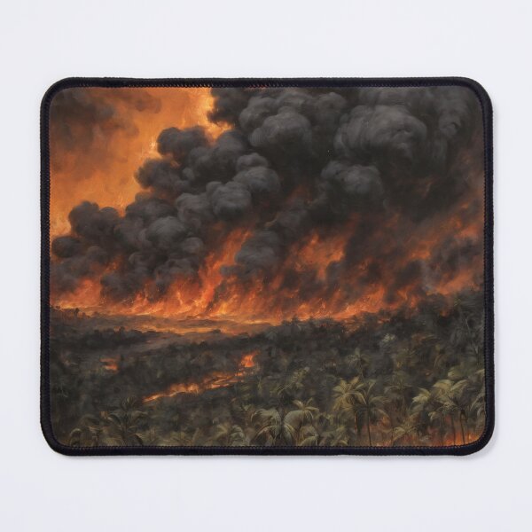 Item preview, Napalm Inferno Over Tropical Jungle – Dramatic War Oil Painting designed and sold by Visualynx.