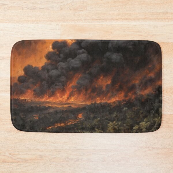 Item preview, Napalm Inferno Over Tropical Jungle – Dramatic War Oil Painting designed and sold by Visualynx.
