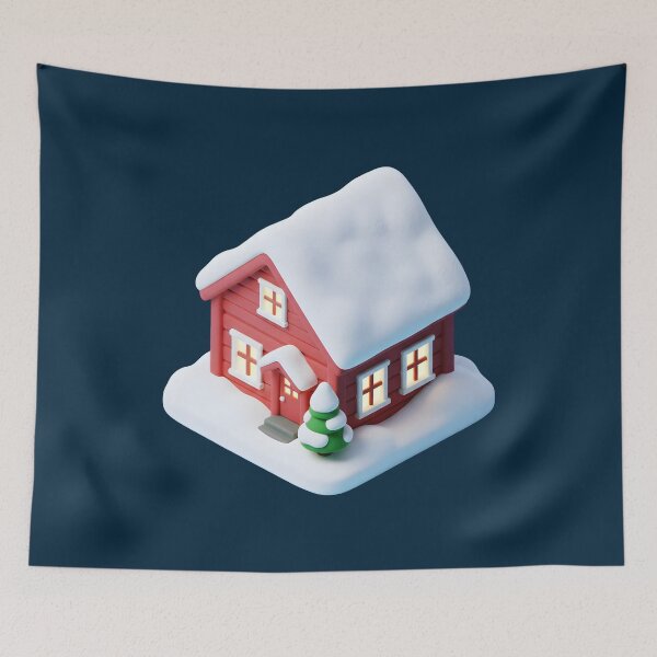 Item preview, Cute 3D Snowy Cabin - Isometric Winter House Icon designed and sold by Dakson Design - Fantasy Art.