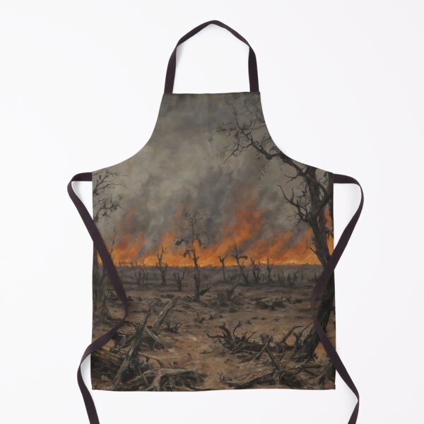 Item preview, Burned War Landscape – Fiery Horizon in Oil Painting Style designed and sold by Visualynx.