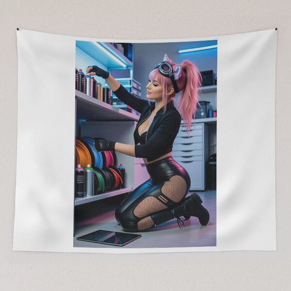 Item preview, Cathrynedelamort Pink Hair Cat Girl Tidy Shop designed and sold by CathryneDelamort.