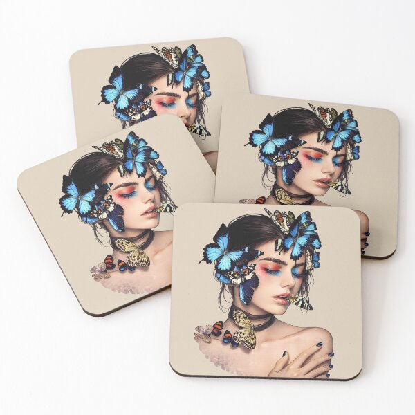 Item preview,  Beautiful Melancholy. Woman portrait with Butterflies surreal art deco designed and sold by Natart1004.