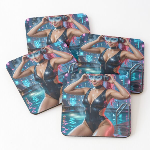 Item preview, Cathrynedelamort Neon Poolside Cyberpunk Swimsuit designed and sold by CathryneDelamort.