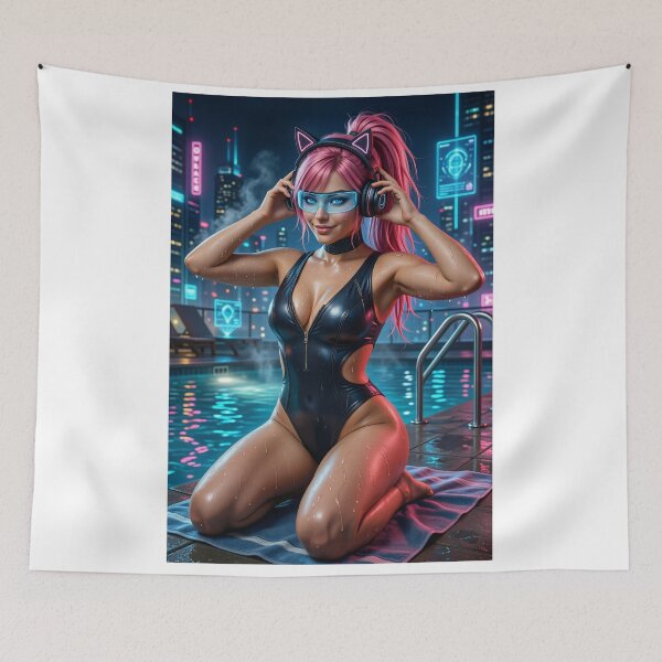 Item preview, Cathrynedelamort Neon Poolside Cyberpunk Swimsuit designed and sold by CathryneDelamort.