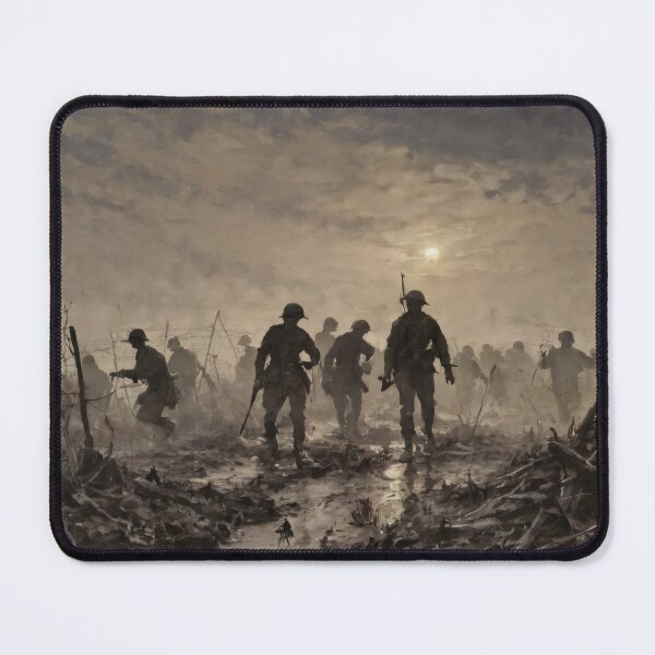Item preview, Soldiers in the Fog – War Battlefield in Oil Painting Style designed and sold by Visualynx.